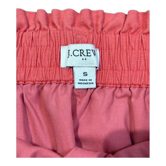 J. Crew Linen Blend Skirt Coral Orange Elastic Waist Pockets Women‎ Size Small - Picture 8 of 11